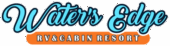 Blue and orange waters edge rv & cabin resort logo